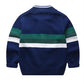 Round Neck Striped Color-block Zipper Sweater - Enfance-Heureuse