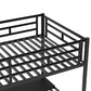 Metal Loft Bed Frame With Desk, No Box Spring Needed,Twin ,Black - Enfance-Heureuse