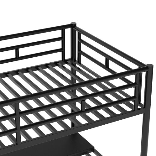 Metal Loft Bed Frame With Desk, No Box Spring Needed,Twin ,Black - Enfance-Heureuse