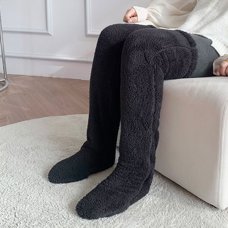 Over Knee High Fuzzy Long Socks Winter Warm Cold Leg Knee Joint Cold-proof Stockings Home Floor Sleeping Socks - Enfance-Heureuse