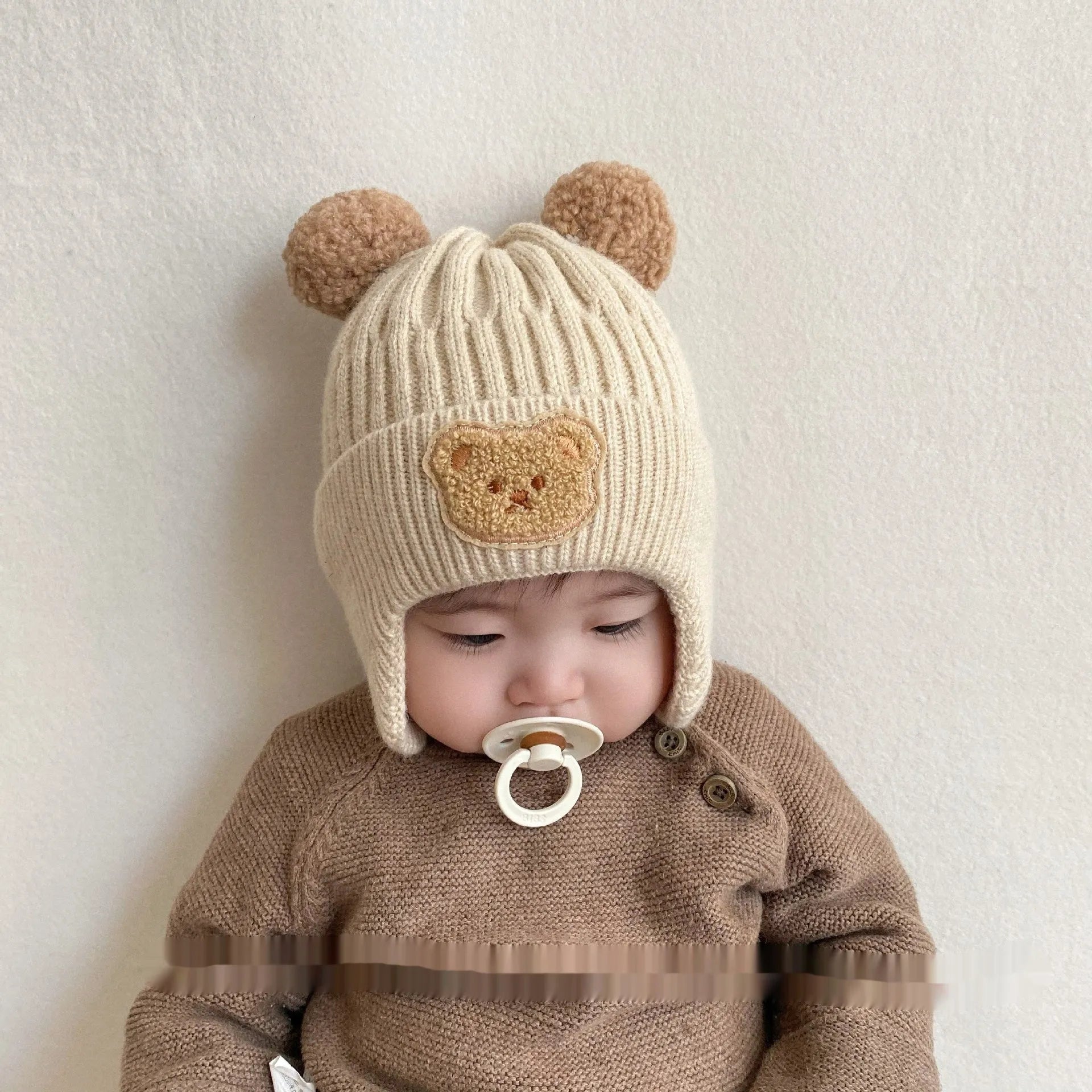 Baby Wool Cute Bear Earmuffs Hat - Enfance-Heureuse