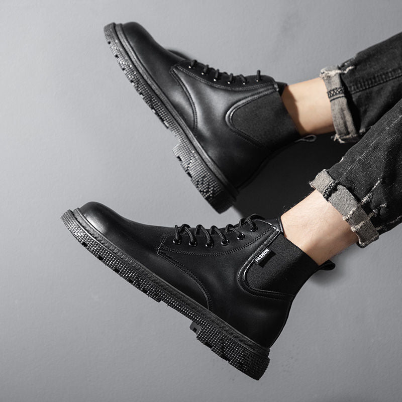 Men's Shoes British Style Martin Leather Ankle Boots Casual - Enfance-Heureuse