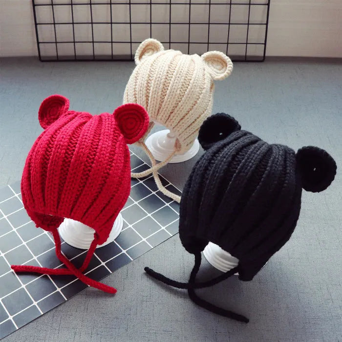 Chapeau de protection auditive en laine pour bébé et enfant, version coréenne, 1 chapeau pour garçon, nouveau style, 2 chapeaux pour fille