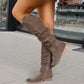 Autumn And Winter Low Heel Side Zipper Suede Women's High Boots - Enfance-Heureuse