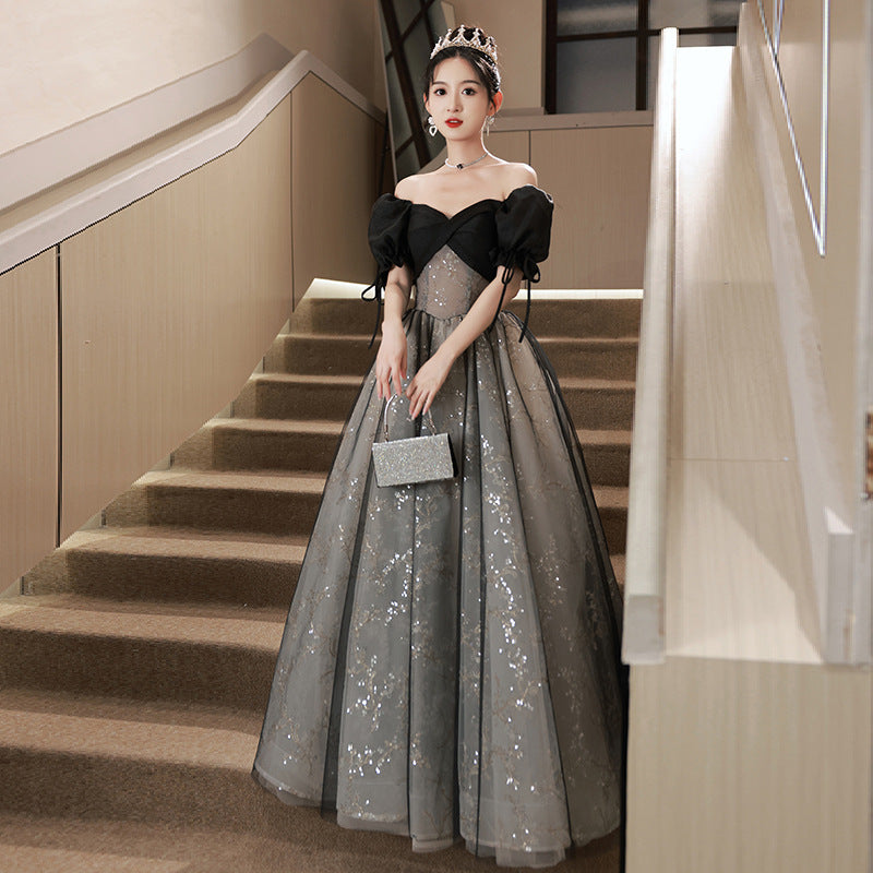 Off-shoulder Evening Dress High Sense Annual Birthday Performance Princess Dress - Enfance-Heureuse