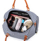 New Fashion Stripe Contrast Color and Leather Canvas Big Bag - Enfance-Heureuse