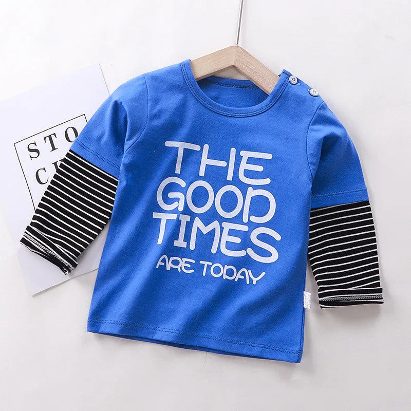 Children's Long-sleeved T-shirt Cotton Single Top - Enfance-Heureuse