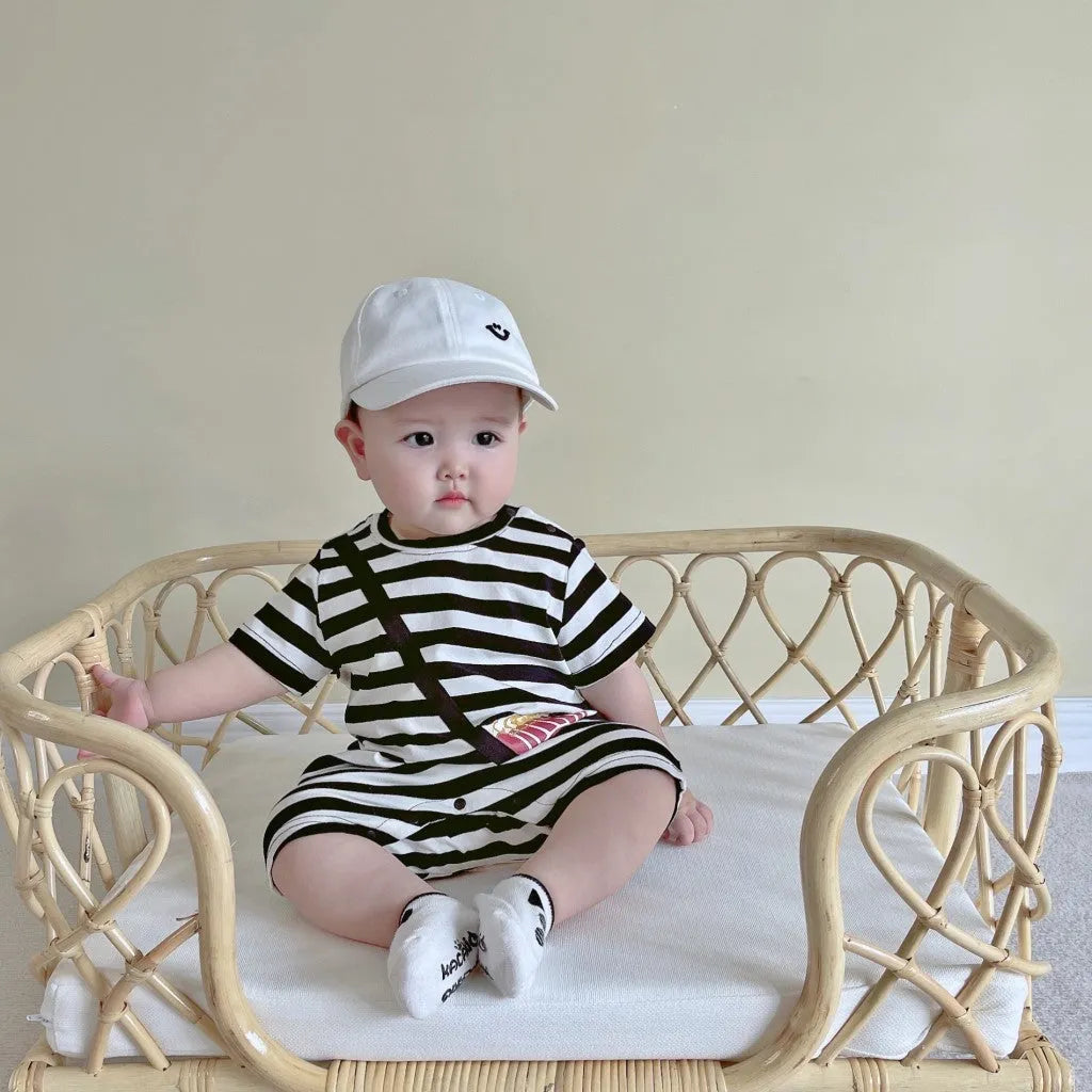 Striped Out Ha Clothing Children's Crawling Suit - Enfance-Heureuse