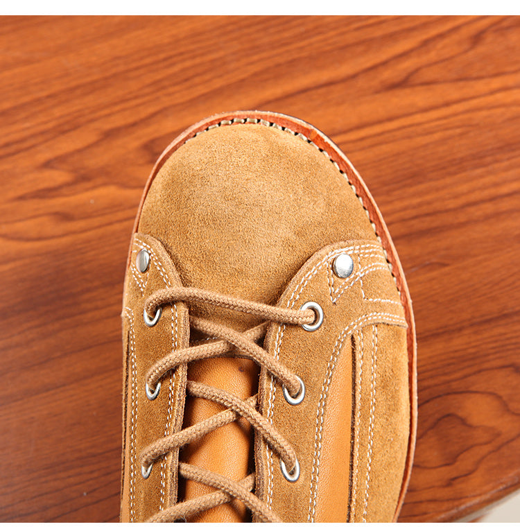 Leather Stitching Paratrooper Work Ankle Boots - Enfance-Heureuse