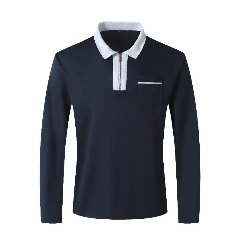 Polos à manches longues et fermeture éclair pour homme, décontractés, col à revers, en coton, avec poches, pour le sport, le golf et le tennis, collection automne 2024