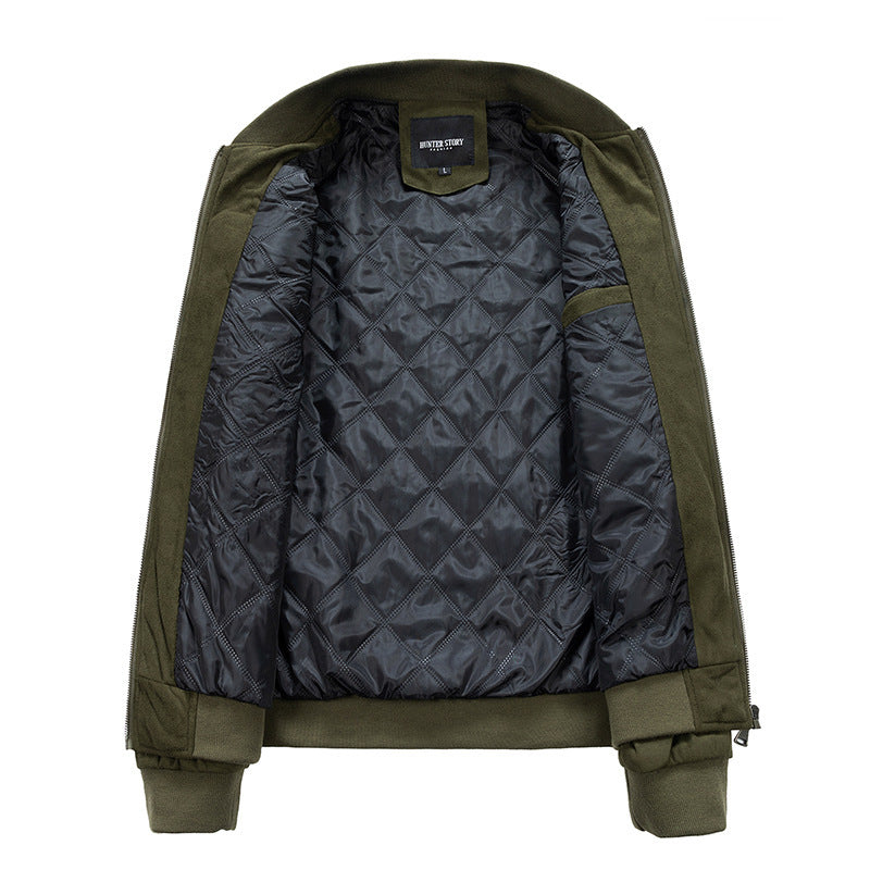 Suede Stand Collar Men's Jacket Double Zipper Pocket Clothing Mens - Enfance-Heureuse