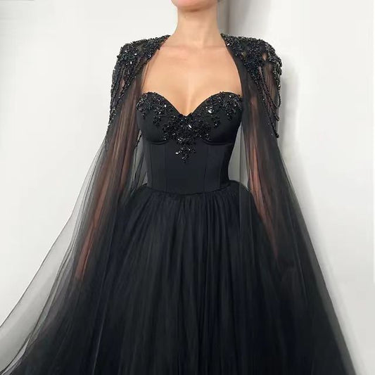 Black Evening Gown Daily Style - Enfance-Heureuse