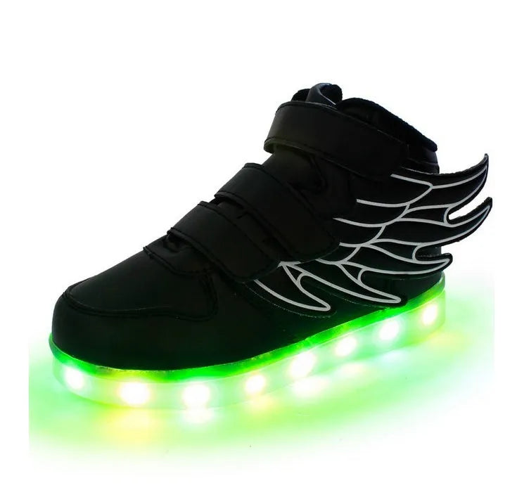 Children's shoes led light shoes children's wings light shoes usb charging colorful luminous shoes casual light shoes - Enfance-Heureuse