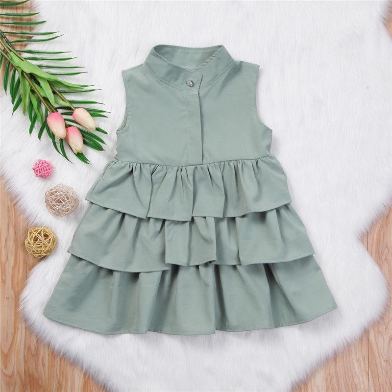 Fashion Simple Solid Color Sleeveless Small And Medium Girl Dress - Enfance-Heureuse
