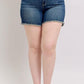 Judy Blue Tummy Control Fray Hem & Shield Back Pockets Denim Shorts