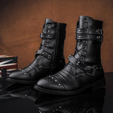 Middle Tube Leather Boots Ceremonial Motorcycle Men's Martin Performance - Enfance-Heureuse