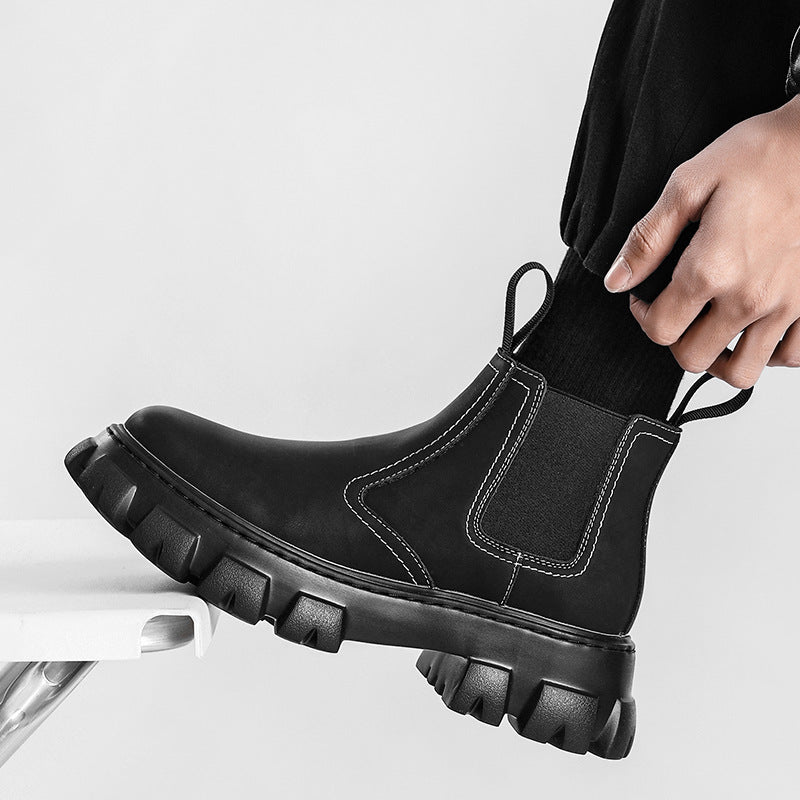 British Style Autumn And Winter Velvet Short Middle Boots - Enfance-Heureuse