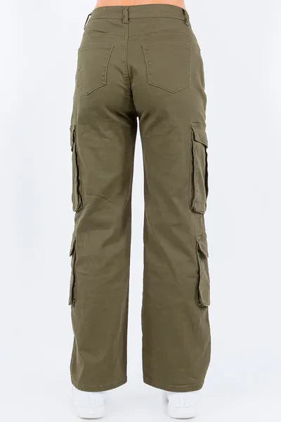 Pantalon cargo taille haute American Bazi à boutons, grande taille