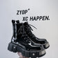 New Men's Chunky Heel Platform Round Head Lace-up Martin Boots - Enfance-Heureuse