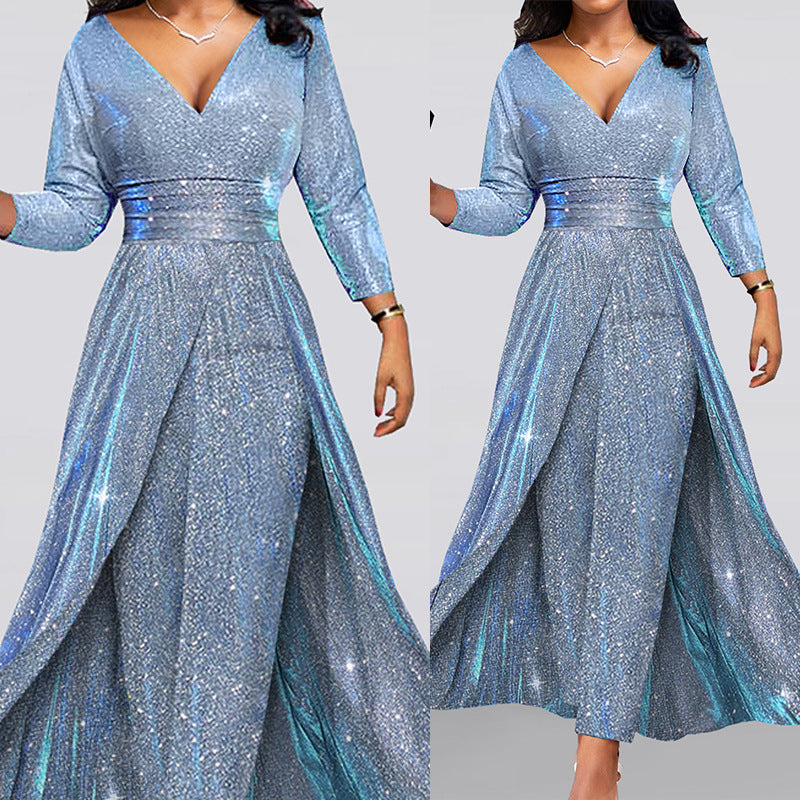 Banquet Dress Double-sided Sequined Large Skirt Tube Top Sexy Fashion Jumpsuit - Enfance-Heureuse