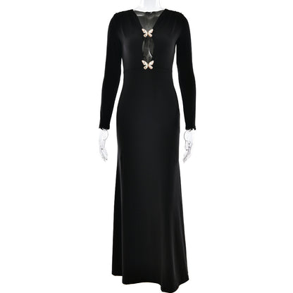 Hip Bag Fashion Long Sleeve Pleated Dress - Enfance-Heureuse