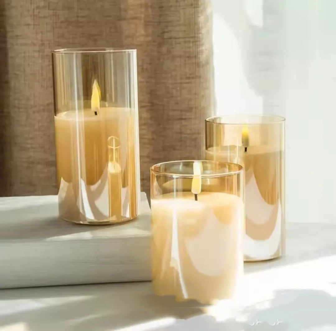 Electroplated Glass LED Electronic Candle Lights Wholesale Rechargeable - Enfance-Heureuse