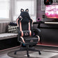 Cute Racing Gamer Chair, Faux Leather Gaming Chair With Footrest, Headrest And Lumbar Support, Black