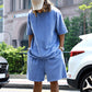 2pcs Loose Sports Suits Summer Round Neck Short-sleeved T-shirt And Drawstring Pockets Shorts Casual Solid Color Set Mens Clothing - Enfance-Heureuse