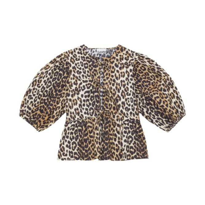 Fashion Printed Shirt Half Sleeve Lace-up Top