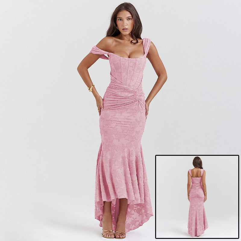 Mozision Off-shoulder Backless Sexy Evening Dress For Women Purple Sleeveless Strapless Ruched Bodycon Club Party Dress - Enfance-Heureuse