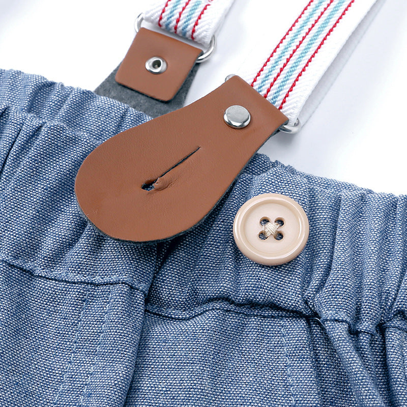 Boys Gentleman Bow Tie Backstrap Shorts Set - Enfance-Heureuse