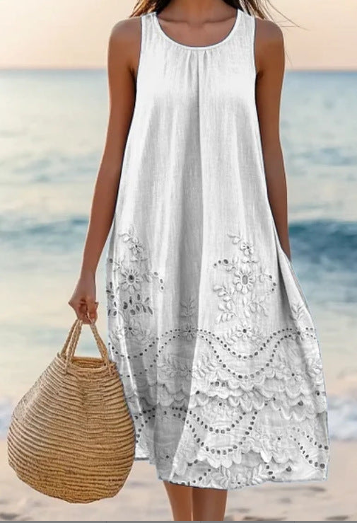 Polyester Short-sleeve One-piece Dress For Women - Enfance-Heureuse