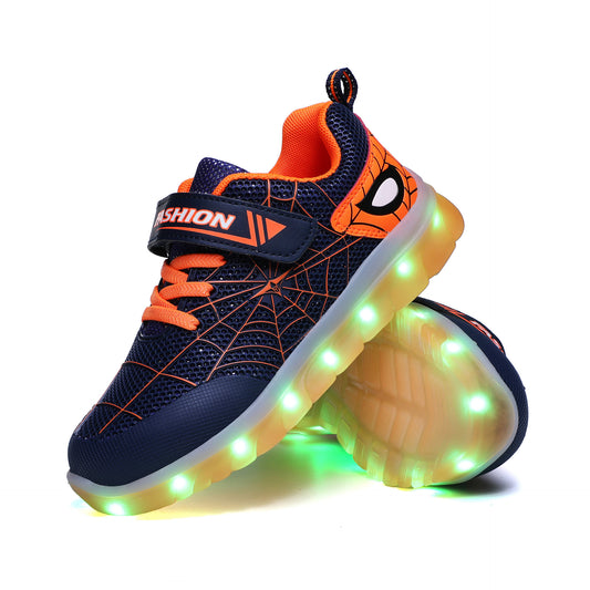 Size 26-37 Kids Led USB Recharge Glowing Shoes Children's Hook Loop - Enfance-Heureuse