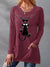 Women's Pocket Round Neck T-shirt Printed Loose Long Sleeve Dress - Enfance-Heureuse