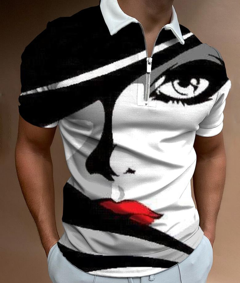 Shirts For Men Face Art Print Short Sleeve Tshirts Streetwear Mens - Enfance-Heureuse