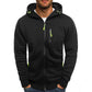 Men's Casual Zipper Hooded Sweater Solid Color Sports Fitness Jackets Cardigan - Enfance-Heureuse