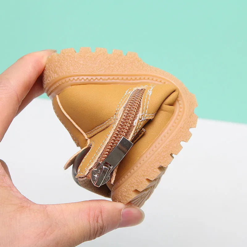 Baby Shoes Toddler Fall Boy Martin Boots Girls Single Leather - Enfance-Heureuse