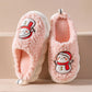 Pantoufles mignonnes de bonhomme de neige pour l'hiver, intérieur, en peluche chaude, à semelles épaisses, antidérapantes, pantoufle de maison, chaussures de maison - Enfance-Heureuse
