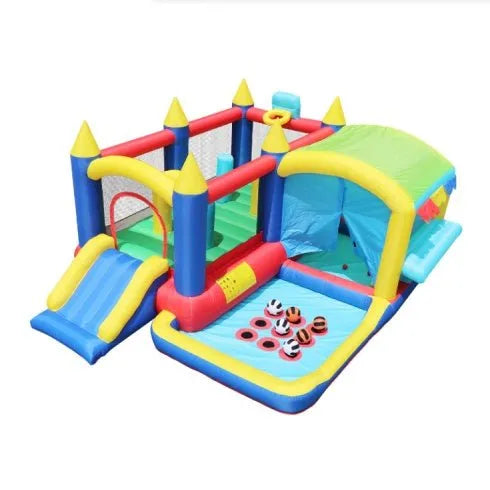 Maison gonflable 7 en 1, maison gonflable avec piscine à balles pour enfants, fête intérieure et extérieure, divertissement en famille, obstacles, château gonflable pour tout-petits avec piscine à balles pour cadeaux de fête d'anniversaire