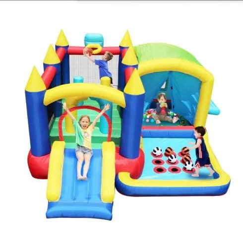 Maison gonflable 7 en 1, maison gonflable avec piscine à balles pour enfants, fête intérieure et extérieure, divertissement en famille, obstacles, château gonflable pour tout-petits avec piscine à balles pour cadeaux de fête d'anniversaire