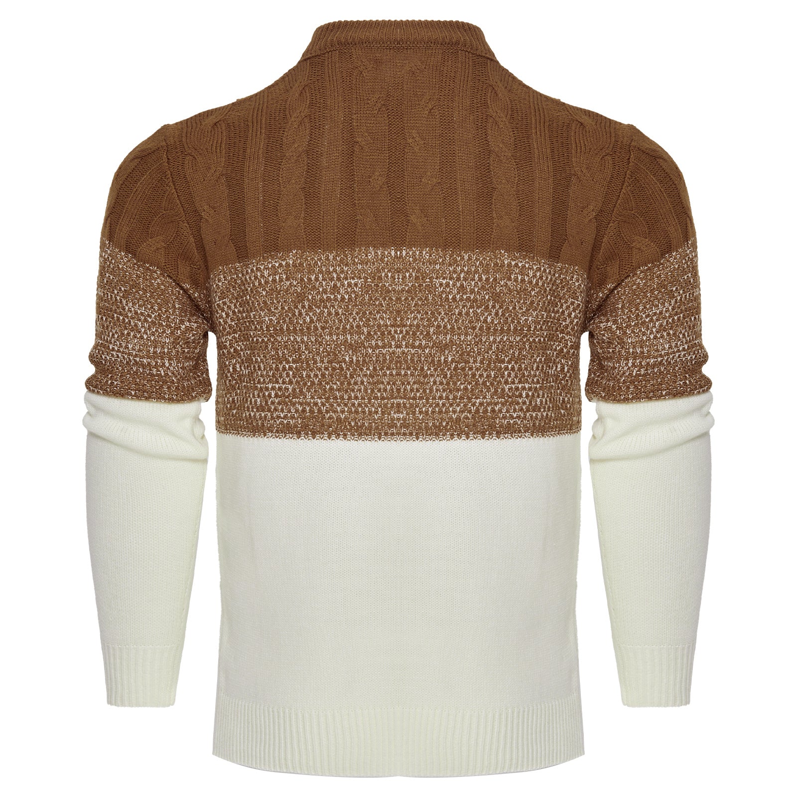 Men's Casual Color Block Long Sleeve Cable Knit Pullover Sweater - Enfance-Heureuse