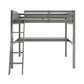 Everest Grey High Loft Bed With Desk And Storage, Heavy Duty Solid Wood Full Size Loft Bed Frame With Stairs For Kids And Toddlers, No Box Spring Needed - Enfance-Heureuse