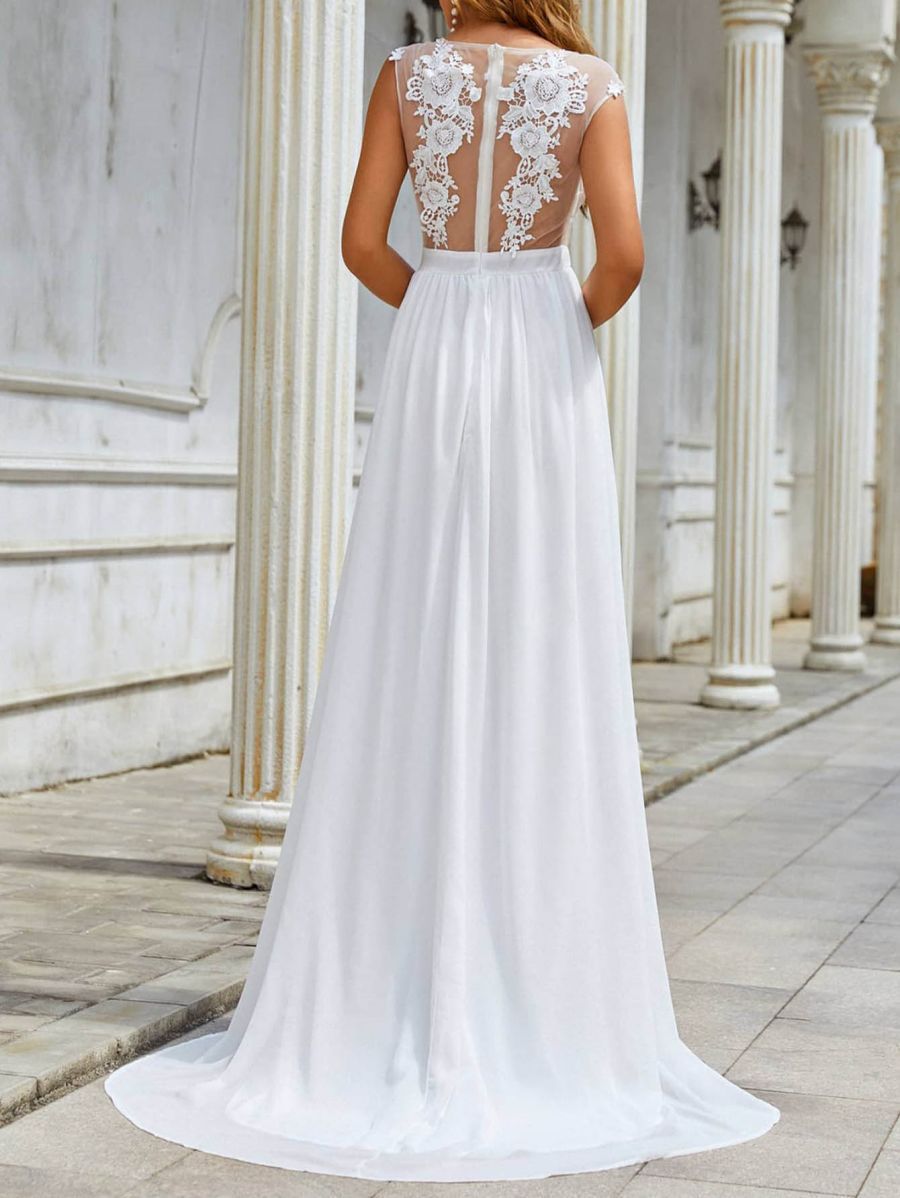 Chiffon Lace Trailing Wedding Large Swing Dress - Enfance-Heureuse