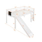Twin Size Loft Bed Wood Bed With Slide, Stair And Chalkboard,White - Enfance-Heureuse