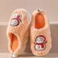 Pantoufles mignonnes de bonhomme de neige pour l'hiver, intérieur, en peluche chaude, à semelles épaisses, antidérapantes, pantoufle de maison, chaussures de maison - Enfance-Heureuse