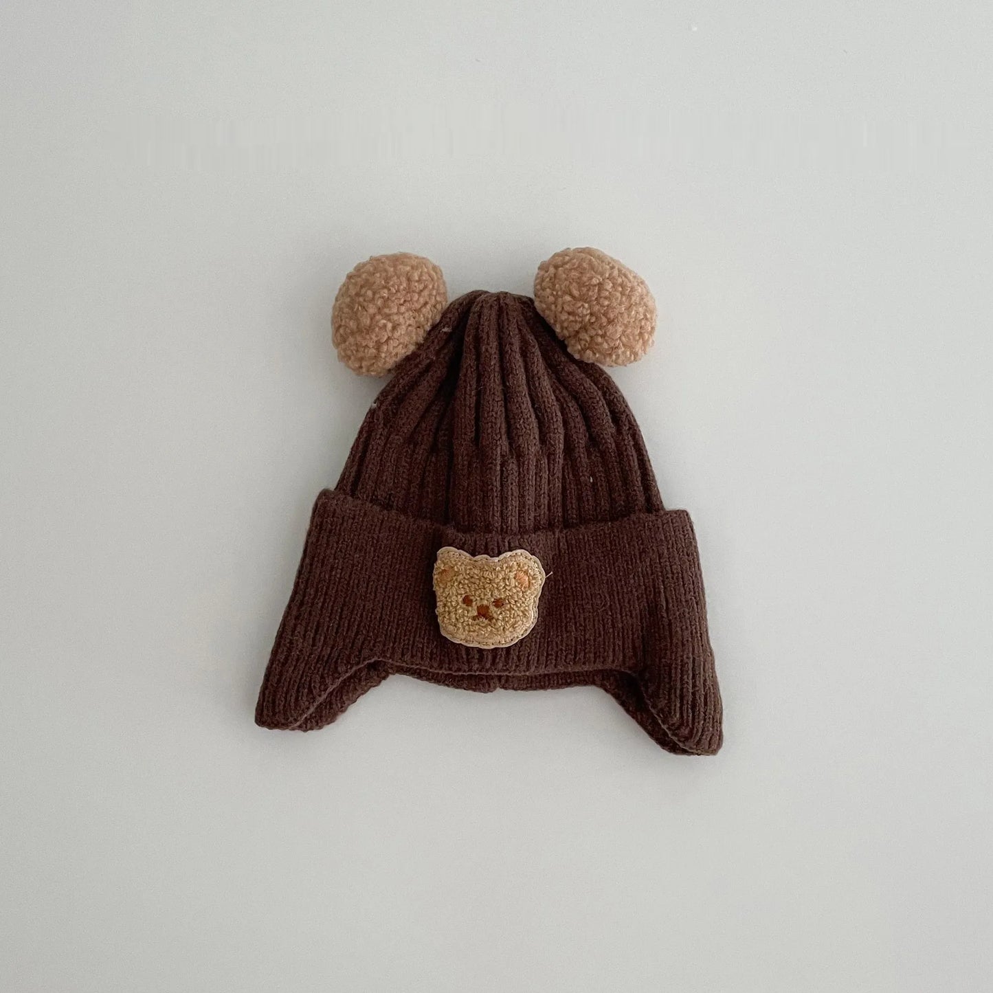 Baby Wool Cute Bear Earmuffs Hat - Enfance-Heureuse