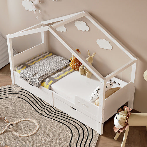 Solid Wood Children's Bed With Double Drawers - Enfance-Heureuse