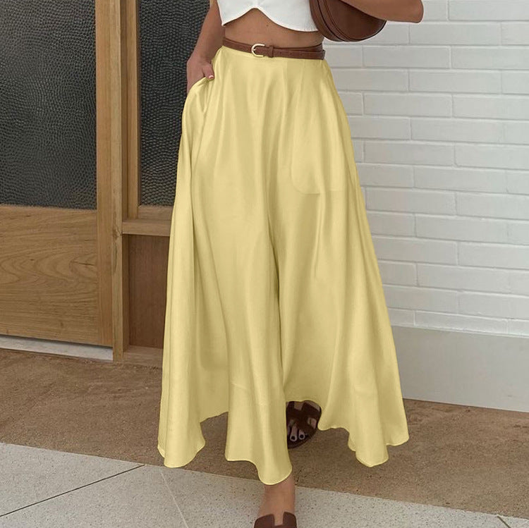 Polyester Satin Draping Yellow Skirt - Enfance-Heureuse