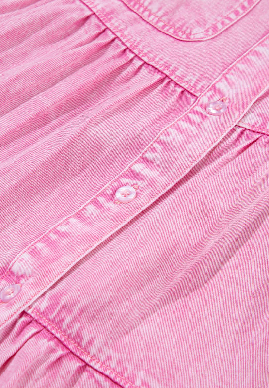 Robe mini en jean boutonnée à col montant