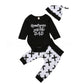 Printed Pants With Hat Three-piece Set - Enfance-Heureuse